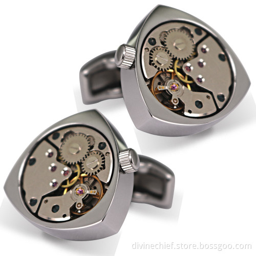Novelty Peach Heart Men's Shirt Cufflinks Factory Wholesale Mechanism Cufflinks Movement Cufflinks WM-831A